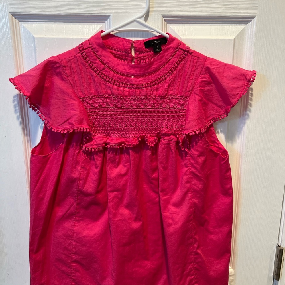 J. Crew Fuchsia Ruffle Blouse